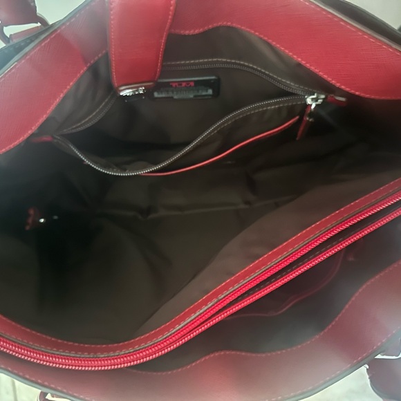 Tumi Villa Turin Leather Tote -Business/Travel/School Satchel/Laptop in Red - Picture 10 of 12